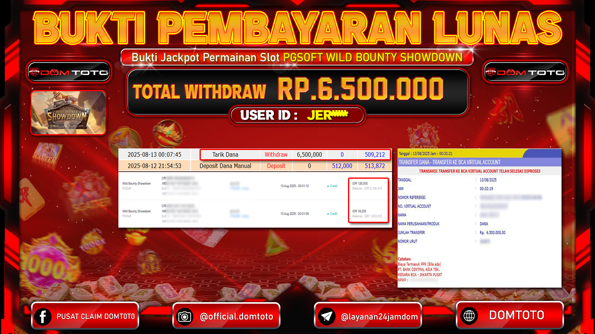 JACKPOT SLOT WILD BOUNTY SHOWDOWN 13 AGUSTUS  2025